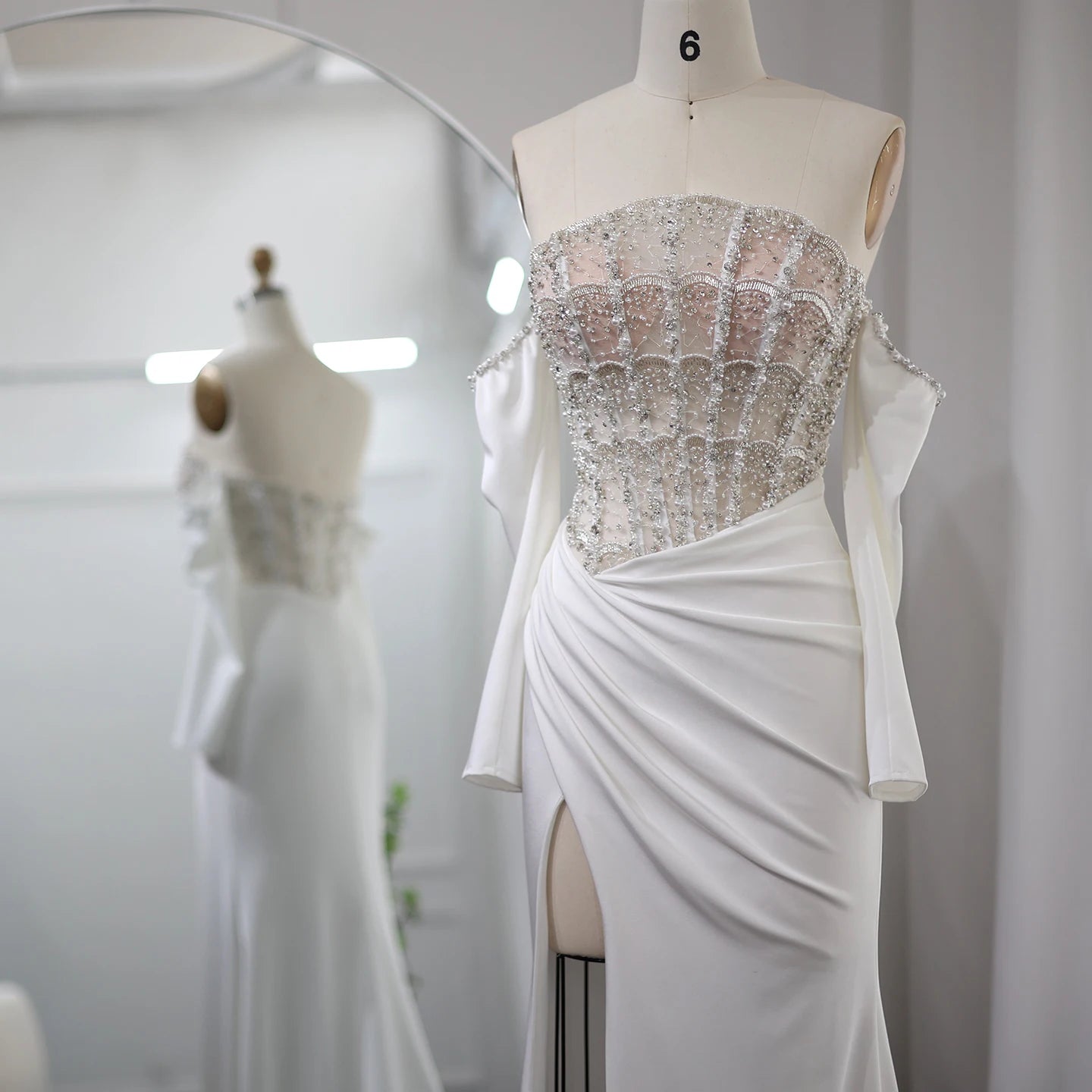 Luxury Mermaid White Evening Dress Dresses Women Wedding Party