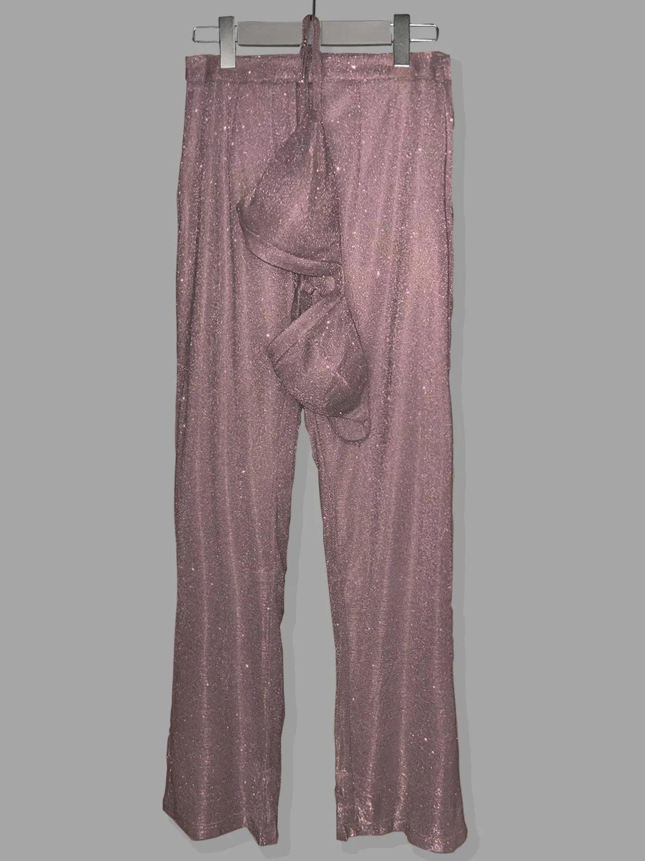 Glitter Silver Party Two Piece Pants Set Women - DALI