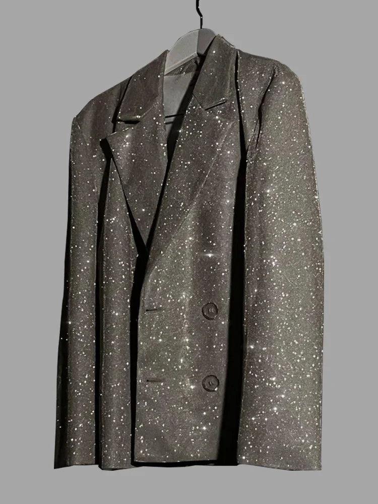 Glitter Silver Party Two Piece Pants Set Women - DALI