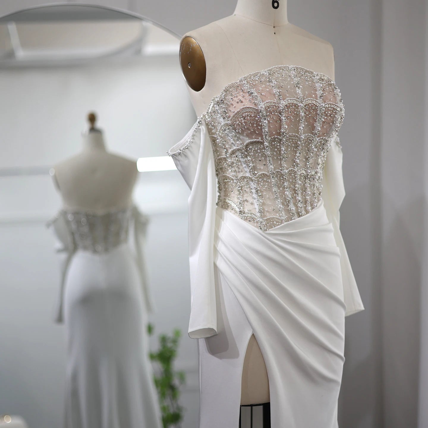 Luxury Mermaid White Evening Dress Dresses Women Wedding Party