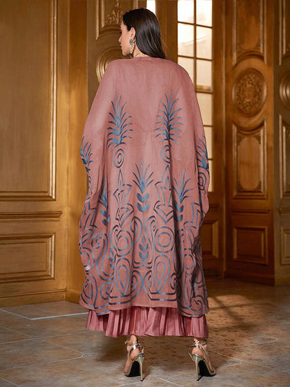 Fashion Embroidered 34 Sleeve Dubai Robe