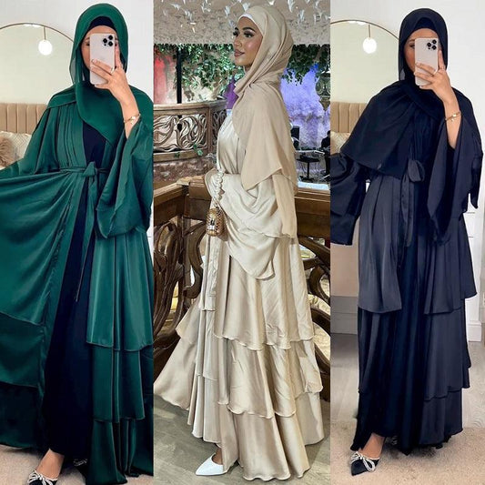 Muslim Fashion Solid Color Robe Abaya Outer Wear Cardigan - DALI