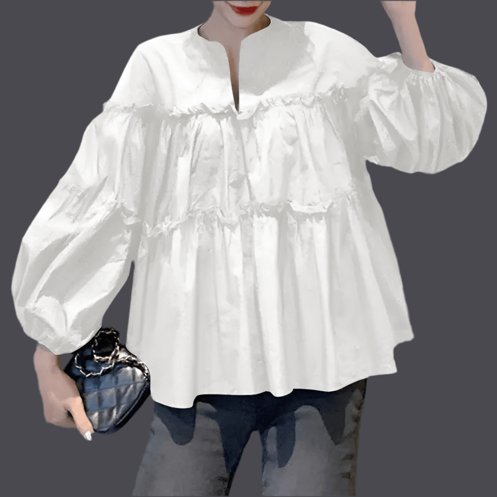 Stylish Long Puff Sleeve Blouse - DALI
