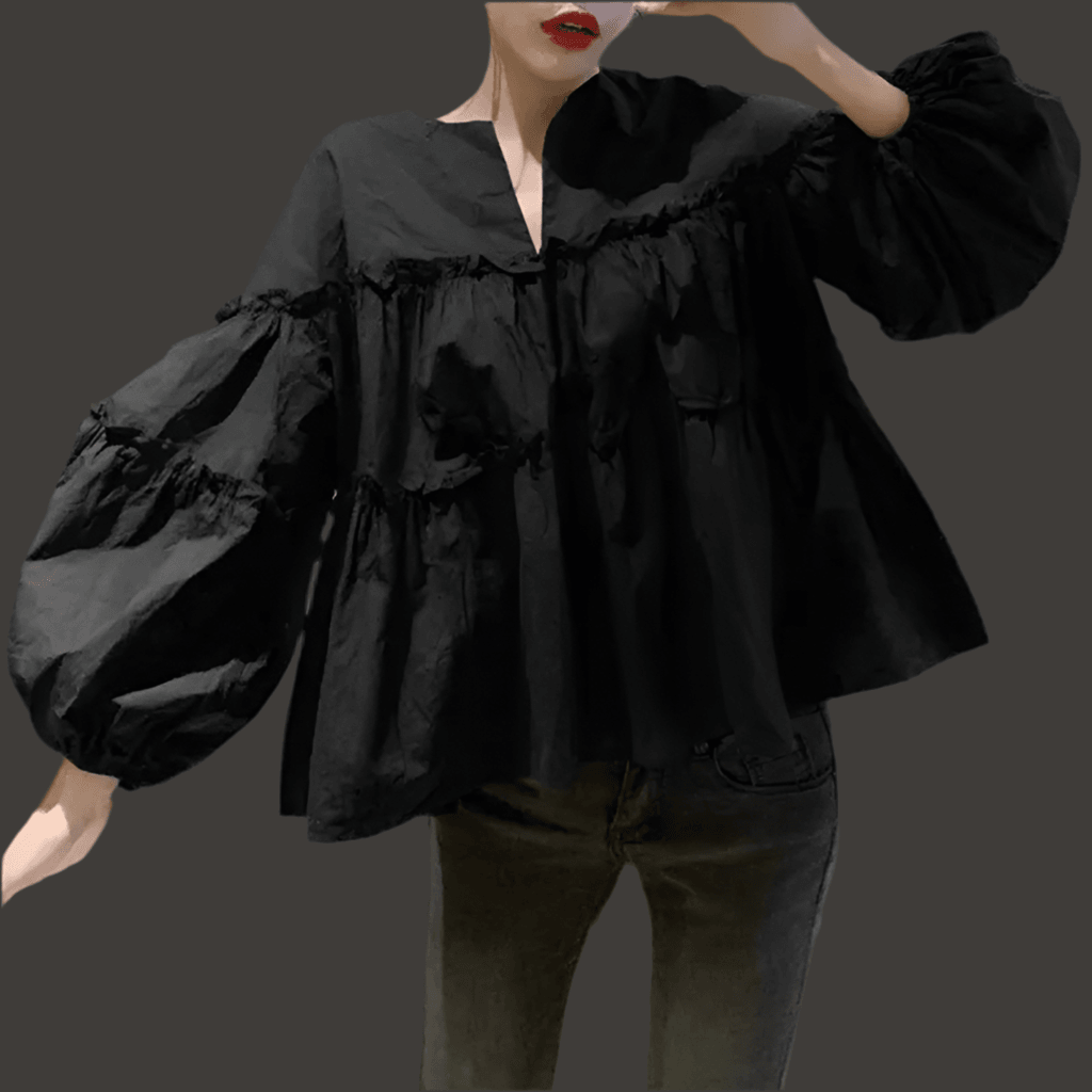 Stylish Long Puff Sleeve Blouse - DALI