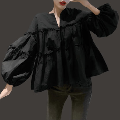 Stylish Long Puff Sleeve Blouse - DALI