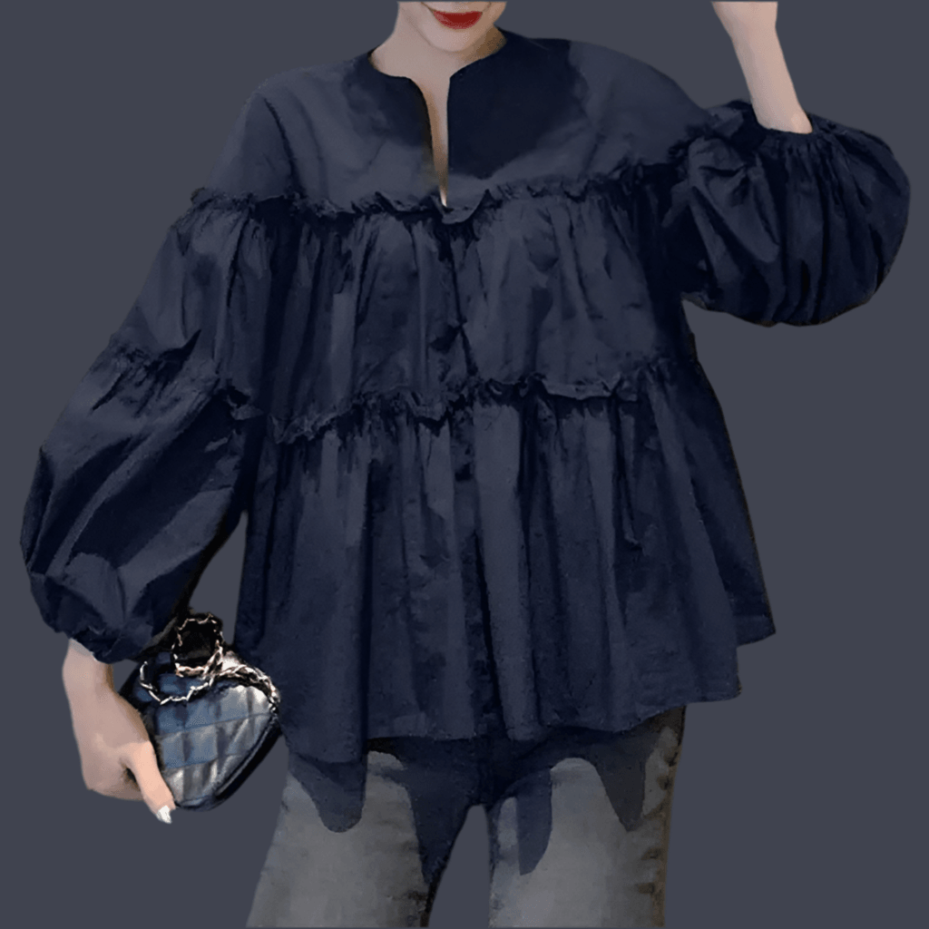 Stylish Long Puff Sleeve Blouse - DALI