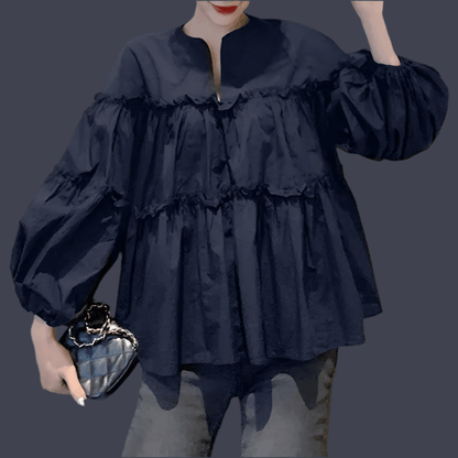 Stylish Long Puff Sleeve Blouse - DALI