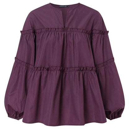 Stylish Long Puff Sleeve Blouse - DALI