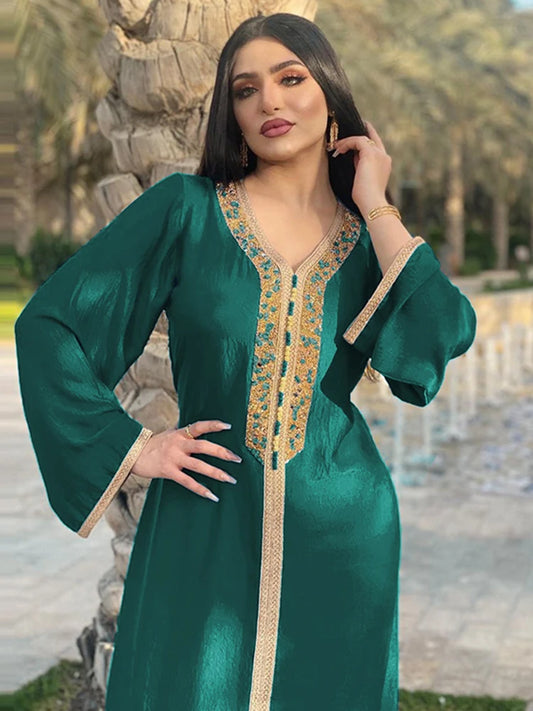 Muslim Hijab Dress for Women Pink Ramadan Eid Moroccan Kaftan