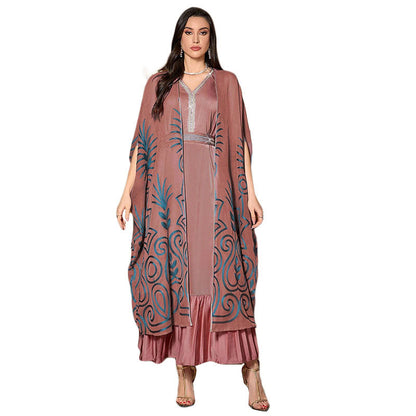 Fashion Embroidered 34 Sleeve Dubai Robe