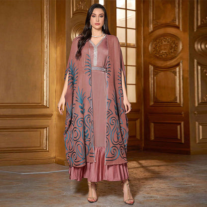 Fashion Embroidered 34 Sleeve Dubai Robe