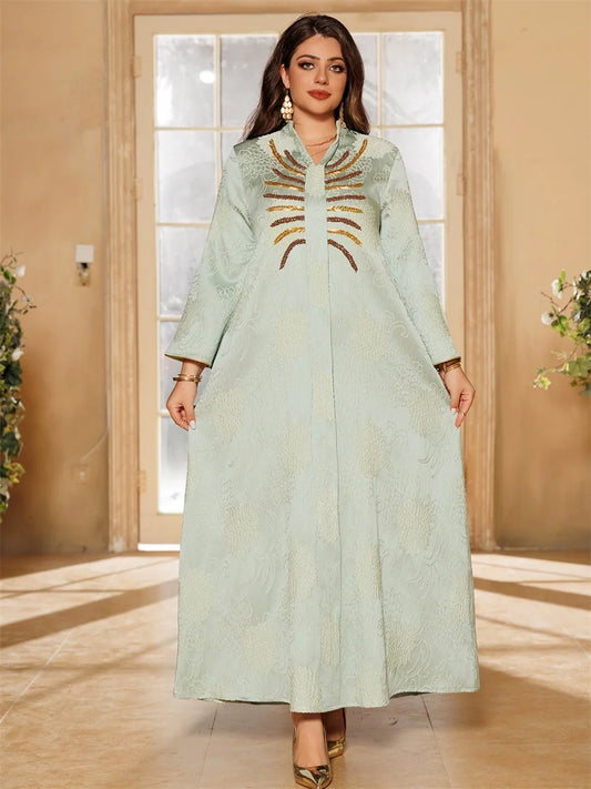 Ramadan Abaya For Muslim Women's Floral Print Kaftan Polyester Dresses
