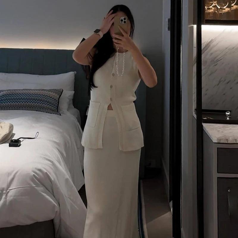 Fashion Knitted Skirt Suit For women - DALI