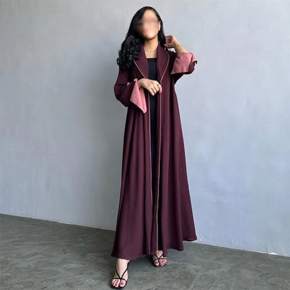 Fashion Solid Casual Open Kimono Abayas