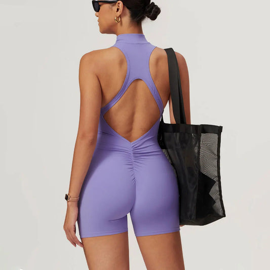 short jumpsuit gym Sportswear fitness overalls open back