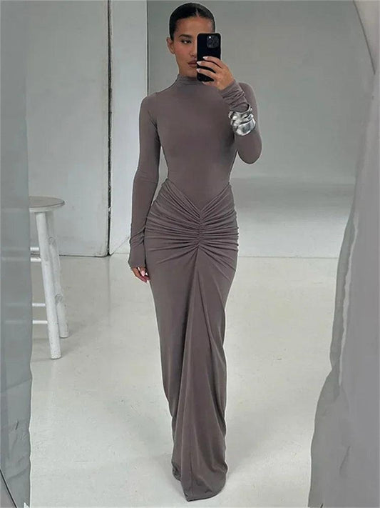 Pleated Fashion Patchwork Long Dress - DALI
