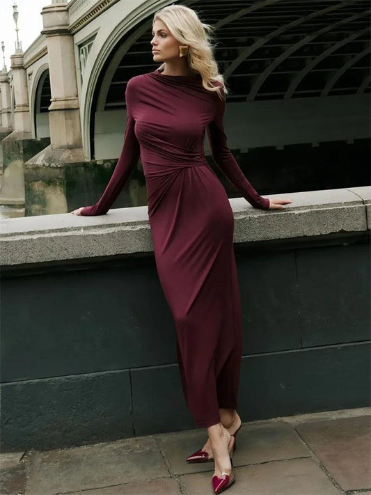 Fashion Autumn Pleated Long Dress Female - DALI