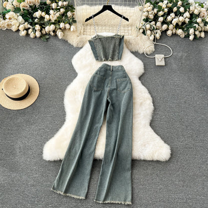 Women Vintage Denim Sets Fashion Streetwear