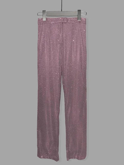 Silver Shiny Blazer Sets For Women - DALI