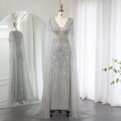 Luxury Mermaid Evening Dresses with Cape