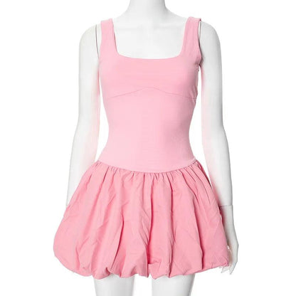 Folds Patchwork Mini Vest Dress For Women - DALI