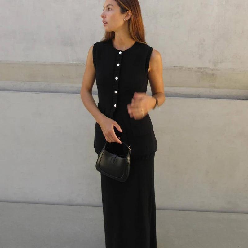 Fashion Knitted Skirt Suit For women - DALI