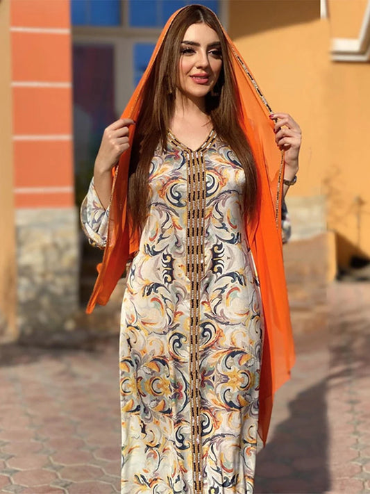 Muslim Abayas Elegant Casual Kaftan Dresses Women Dubai
