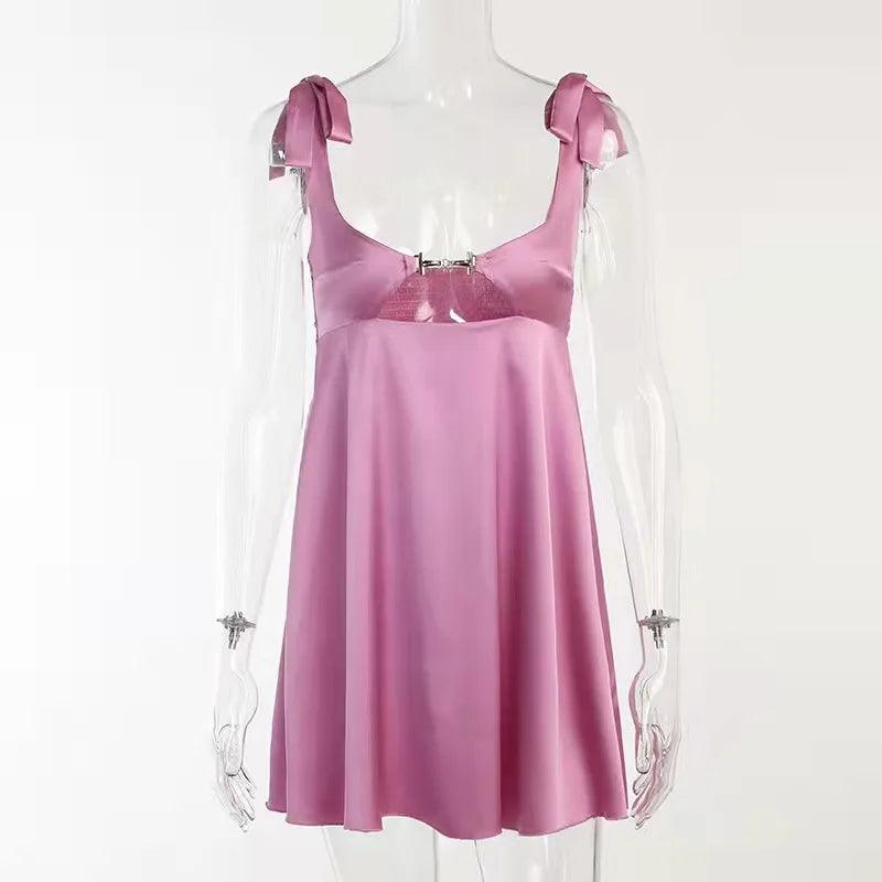 Bandage Satin Mini Dress - DALI