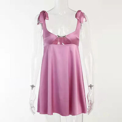 Bandage Satin Mini Dress - DALI