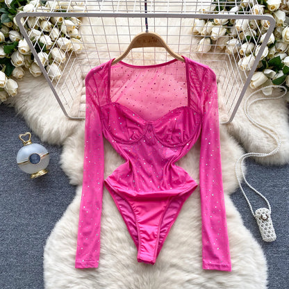 New Spring Diamonds Bodysuits American Long Sleeve