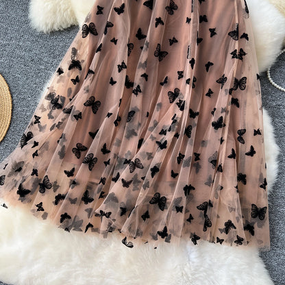 High Quality Embroidery Long Skirt Ladies Elastic Waist
