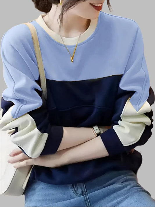 Sweatshirts Fashion Color Patchwork Pullover - DALI