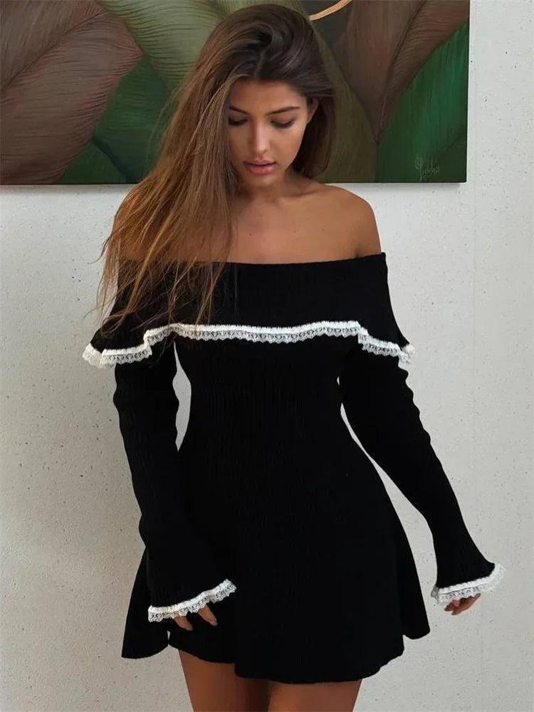 Knit Off-Shoulder Sweater Mini Dress Women - DALI