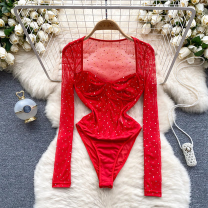 New Spring Diamonds Bodysuits American Long Sleeve