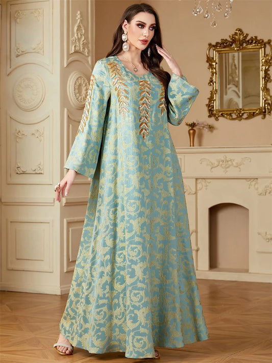 Ramadan Elegant Floral Print Abayas For Muslim Women