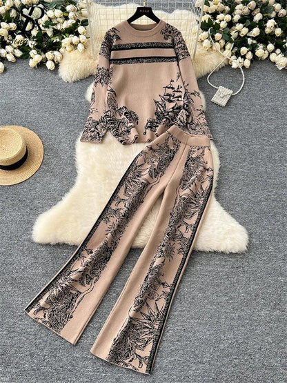 2PC Knitted Suits Jacquard Design - DALI