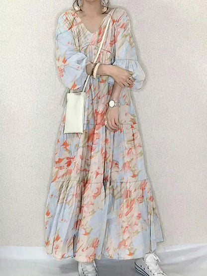 Fashion Women Floral Printed Dress - DALI