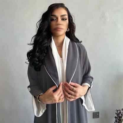 Fashion Solid Casual Open Kimono Abayas