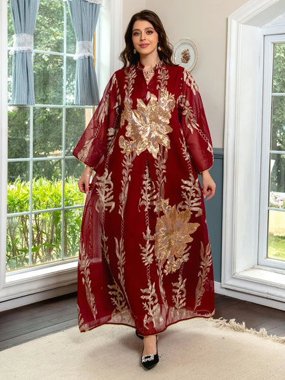 Sequins Embroidered Abaya Dress For Women