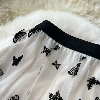 High Quality Embroidery Long Skirt Ladies Elastic Waist