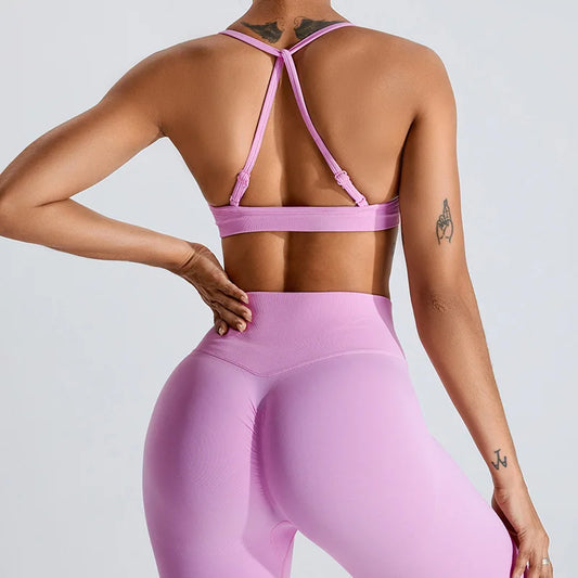 Seamless Sports Bra Scrunch Push-up High Support Adjustable