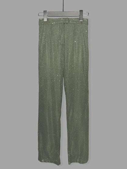 Glitter Silver Party Two Piece Pants Set Women - DALI