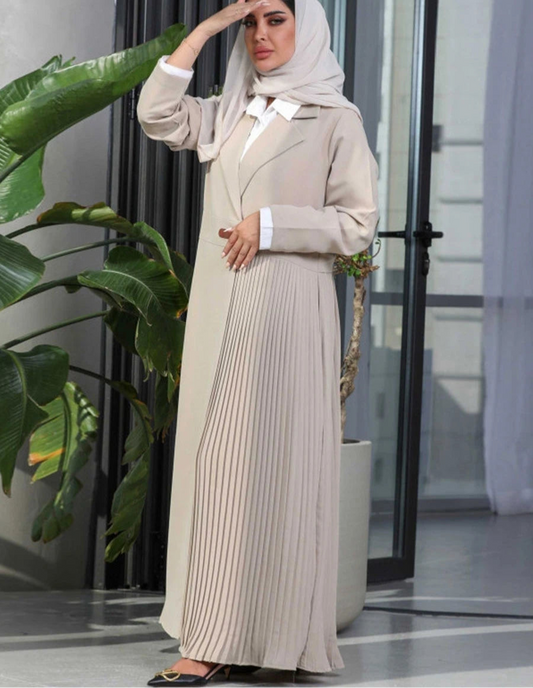 Fashion Turn-down Collar Abayas For Muslim Woman Solid crimp Urban
