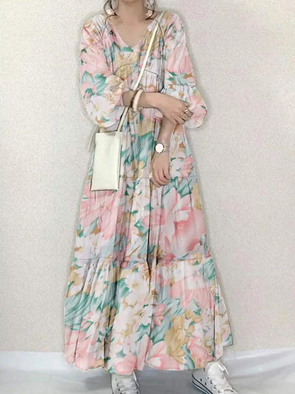 Fashion Women Floral Printed Dress - DALI