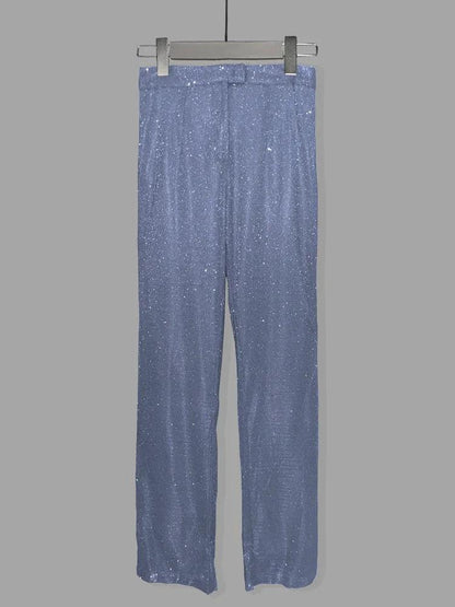 Glitter Silver Party Two Piece Pants Set Women - DALI