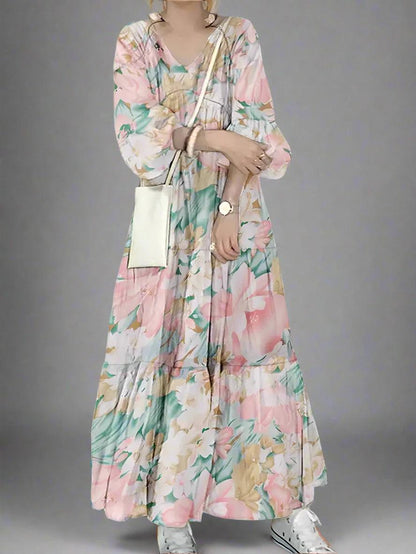 Fashion Women Floral Printed Dress - DALI