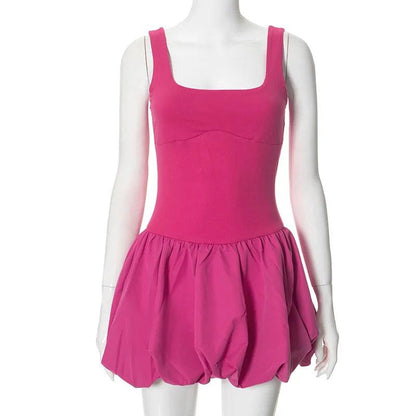 Folds Patchwork Mini Vest Dress For Women - DALI