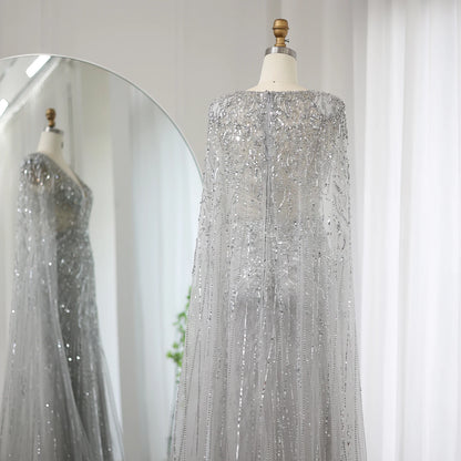 Luxury Mermaid Evening Dresses with Cape