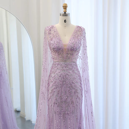 Luxury Mermaid Evening Dresses with Cape