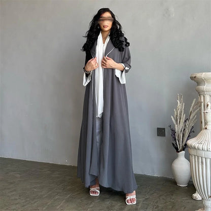 Fashion Solid Casual Open Kimono Abayas